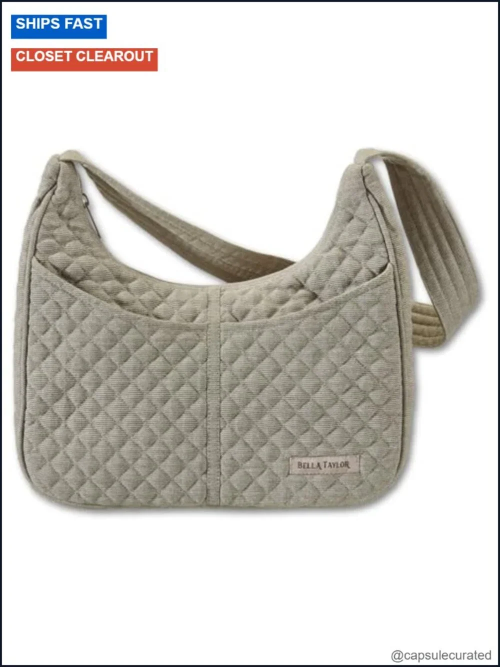 Quilted Cotton Shoulder Bag with Top Zipper, Lightweight Hobo Purse for Women
